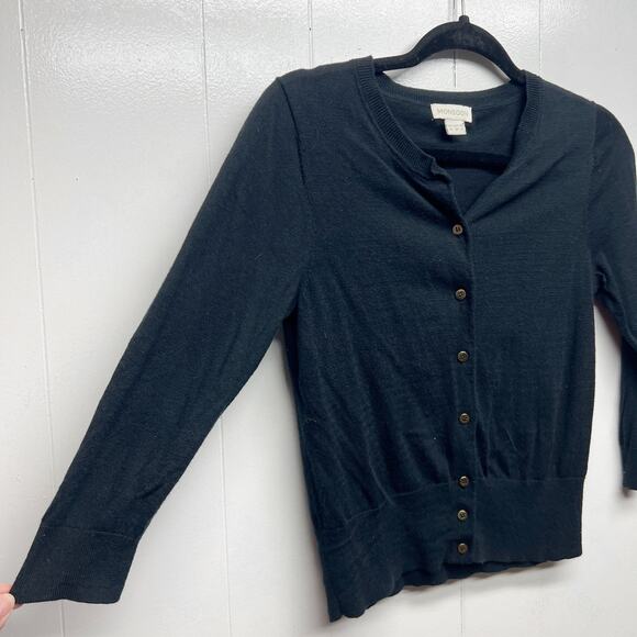 Monsoon Cashmere Blend Button Front 3/4 Sleeve Women's Black Cardigan Size 6 - Picture 5 of 9